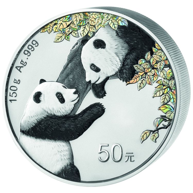 China 50 Yuan 2023 Panda 150 Gr. mit irisierender Befärbung (Neu und ...
