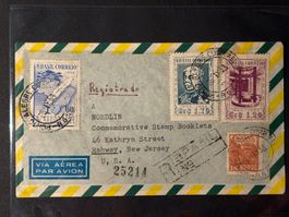 R-Luftpost 1953 von BRASILIEN nach New Jersey USA