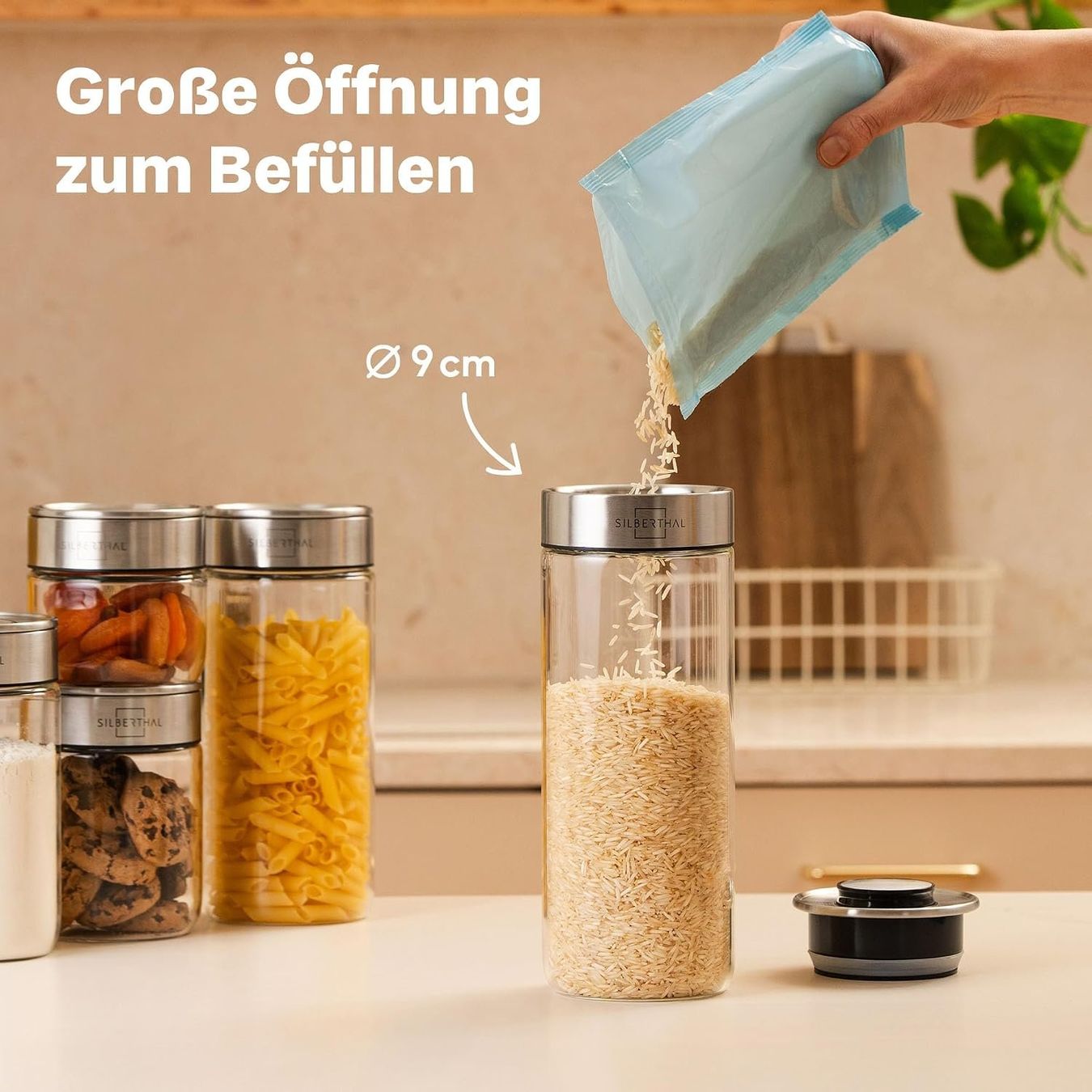 Bicchieri: Vorratsgläser 4er Set Mix mit Klickdeckel stapelbar – Nuovo e nell'imballaggio originale da Schaffhausen venduto da Helvetiqo 6