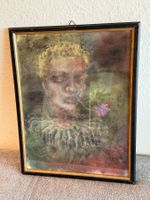 Porträtmalerei Junge Person Blume Gerahmt Kunstwerk