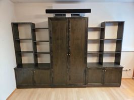 Büchergestell mit Schrank - dunkelbraun - kraftvolles Design