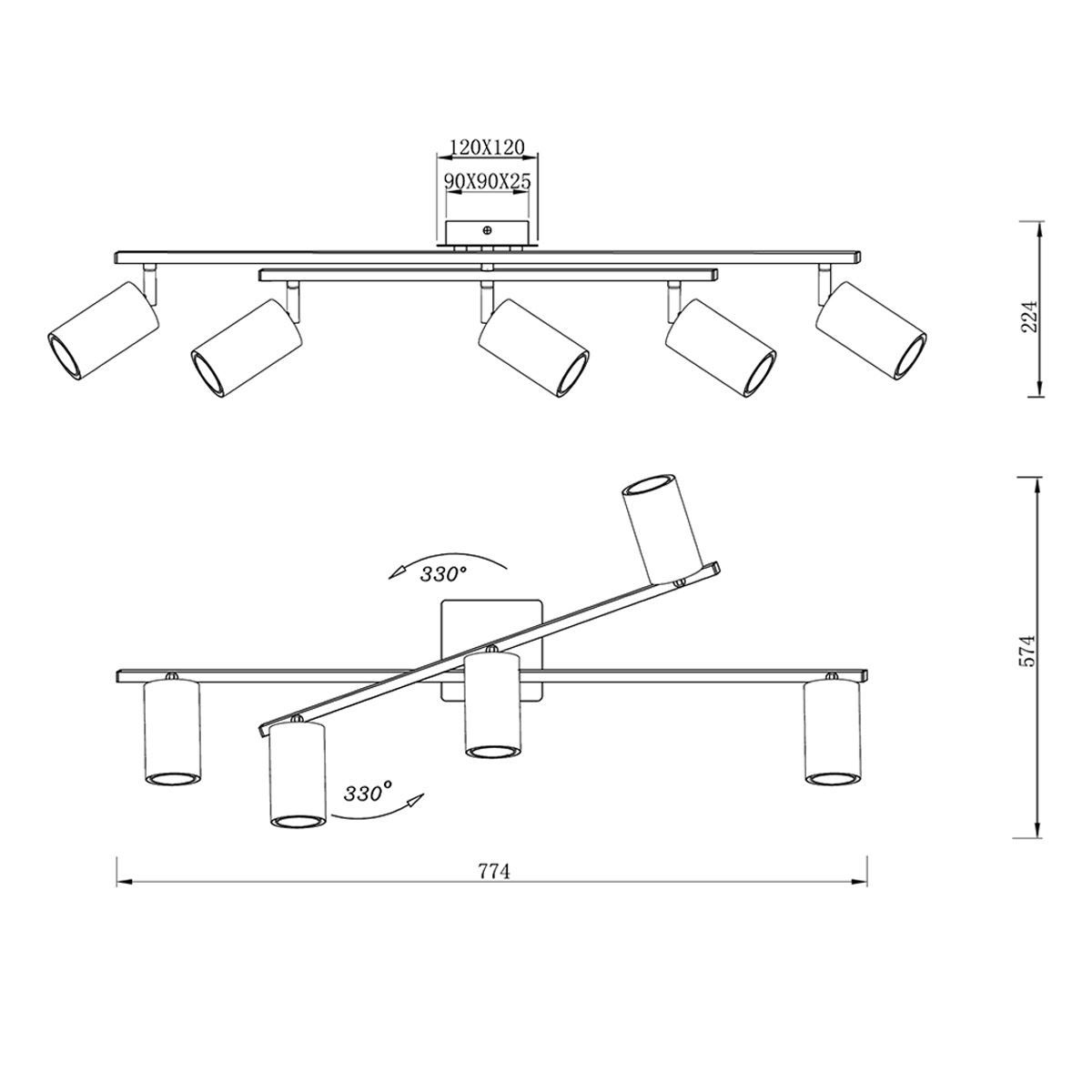 Lampadari & plafoniere: Deckenleuchte, Altmessing, 77 cm x 57 cm – Nuovo (secondo la descrizione) da Kreuzlingen venduto da Smart-Light 3