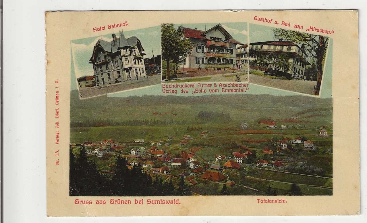 Cartoline postali: Grünen, 1912 – Usato da Spiez venduto da Niesen20