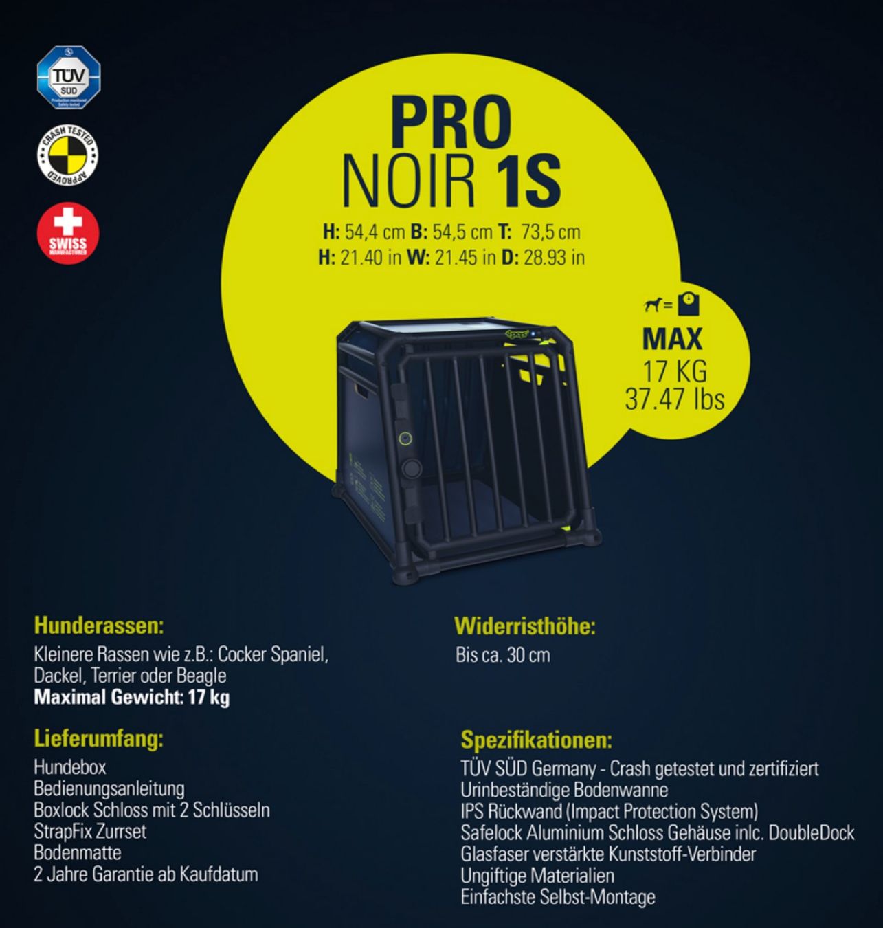4pets Gabbie, trasporto & Sicurezza: 4pets Pro Noir S1 Hundebox fürs Auto – Usato da Reckingen VS venduto da Melando 1