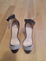 Sandalen mit dickem Absatz, schwarz/grau, Grösse 40
