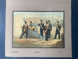 A. Von Escher - Lithographie - GENEVE - Artillerie 1840