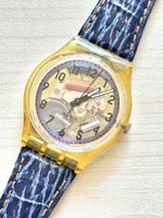 Swatch Skelett Gelb Blau Lederarmband 