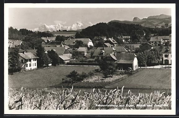Cartes postales: Schwarzenburg, Ortsansicht mit Eiger, M – D'occasion à Berlin par bartko-reher