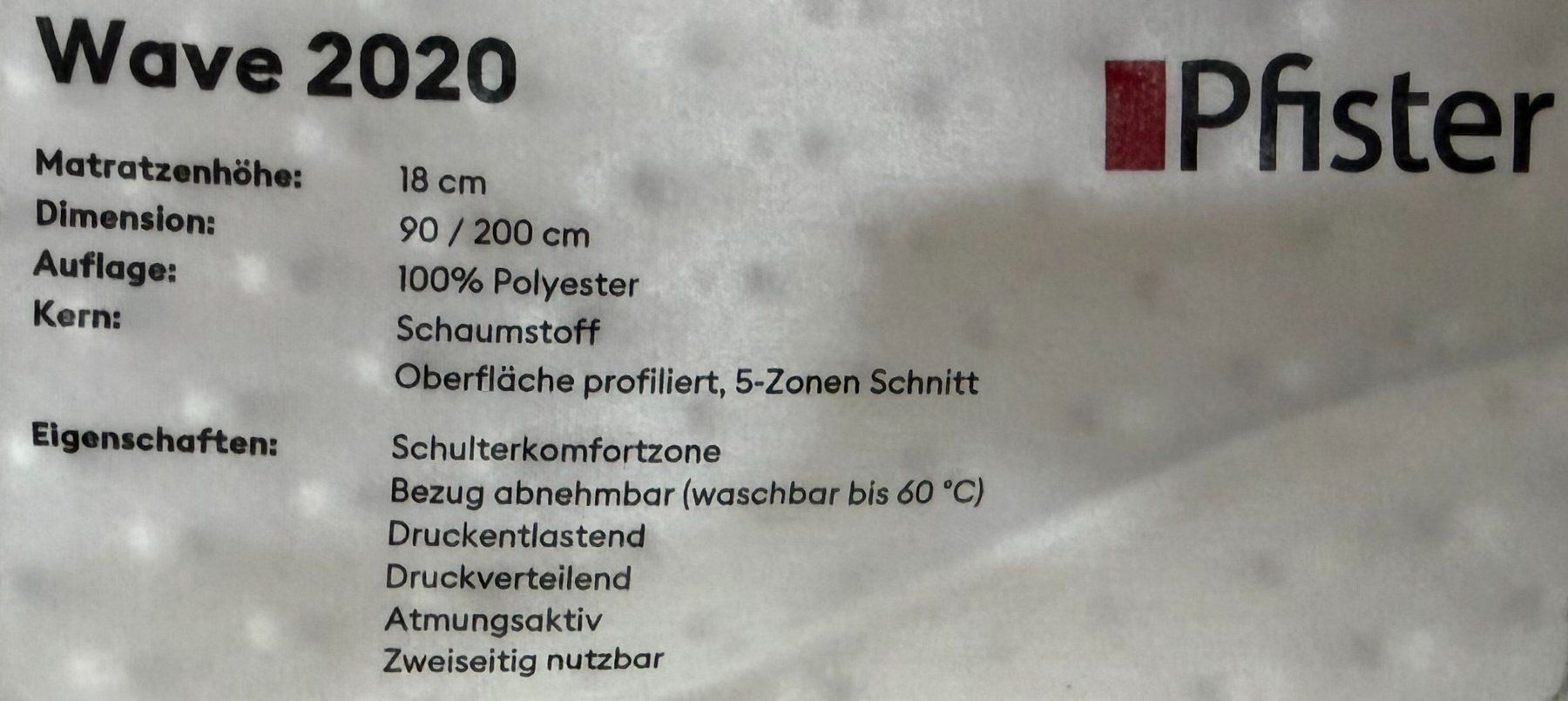 Pfister Matratzen: Pfister Wave Matratze 90×200 cm – Gebraucht aus Tegerfelden von reborn22 2