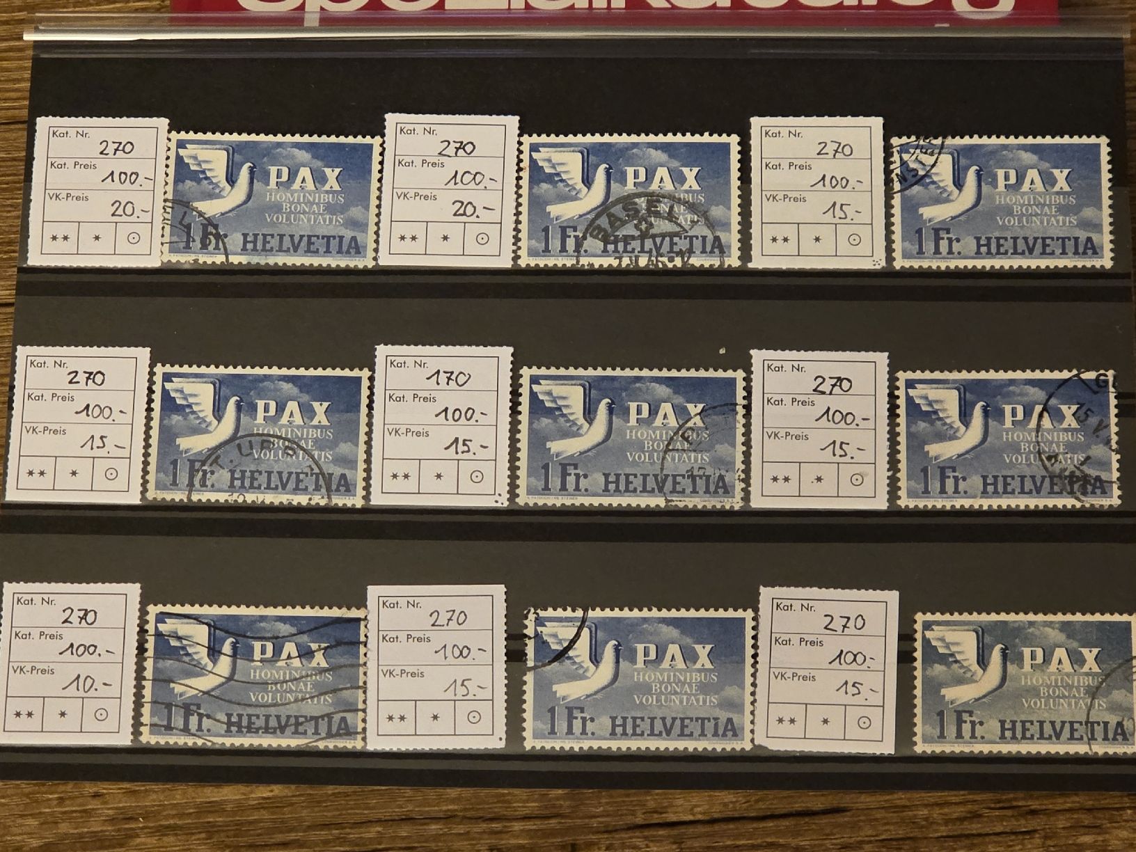 Alle Briefmarken: 9mal SBK 270 Kat.900.- PAX – Gebraucht aus Wangen von Abartix