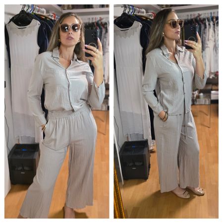 Elegantes Zweiteiler Set L Bluse & Hose Casual