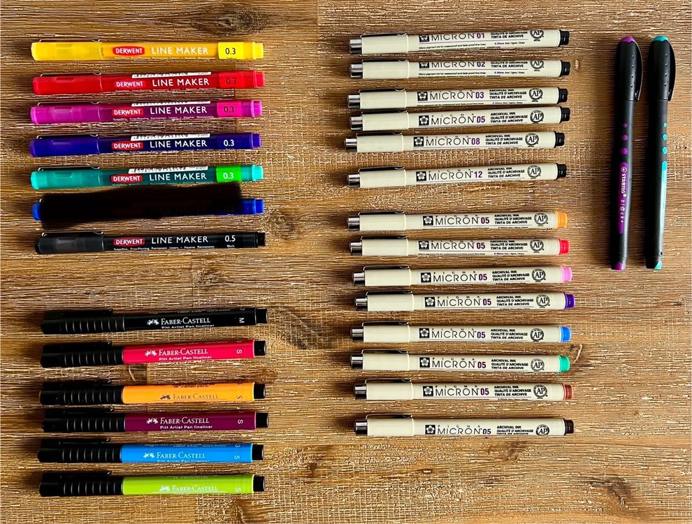 ATTOM TECH ART Fineliner Set 12 Farben - Micron Stifte 0.45mm Für Zeichnen & Manga - Wasservermalbare Tinte