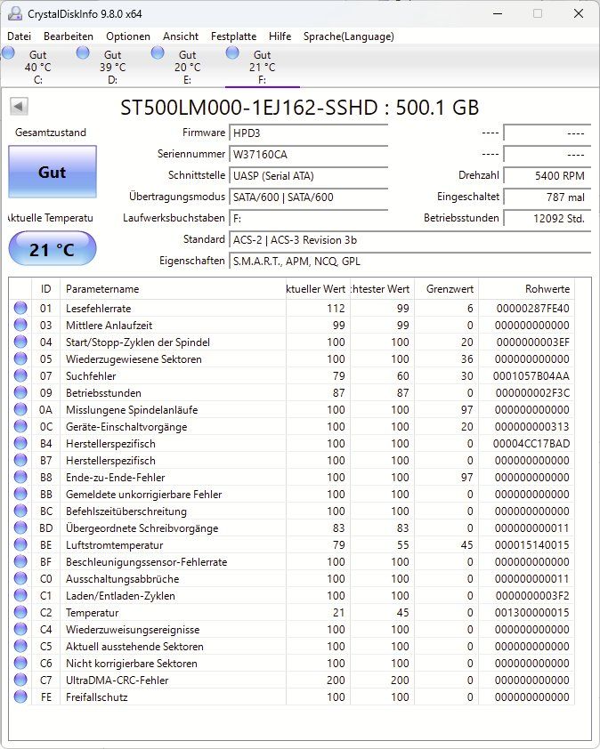 Seagate Dischi rigidi: Seagate Laptop Thin SSHD, 500GB, SATA, 2.5" – Usato da Bern venduto da Bergi2000 2