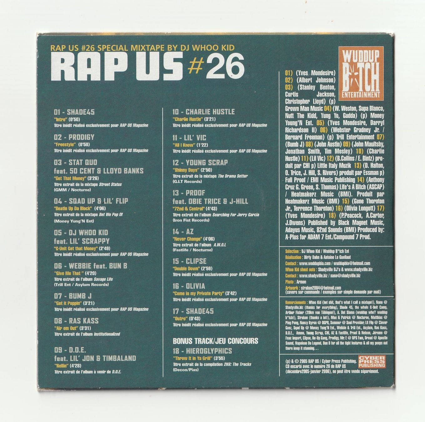 CD: Rap US janvier 2006 50 Cent MOP Mobb Deep 8 Mile + CD – Usato da Romainmôtier venduto da Oaxaca9 2