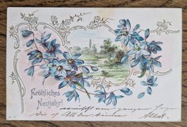 Neujahrsgruss, Prägekarte 1903, n.Luzern z.Ph.Muff,Uhrmacher