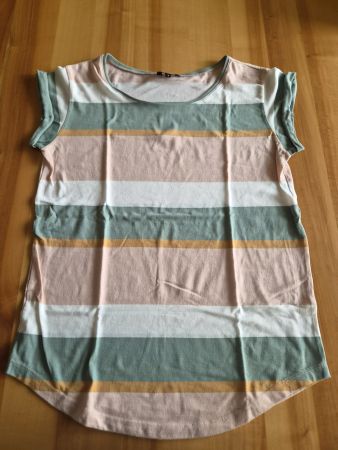Damen T-Shirt mbyM gestreift Gruen Rosa Weiss Groesse S