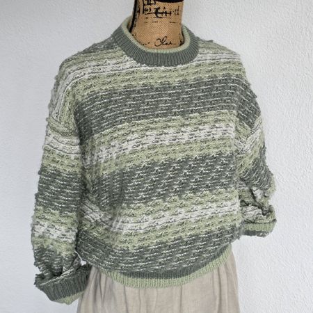 Damen Pullover  gestreift grün Grösse S neu