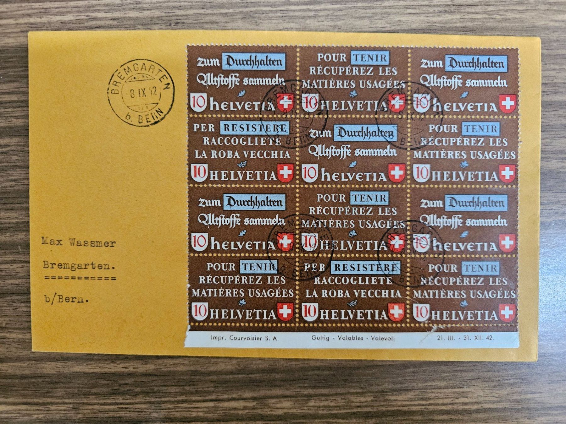 Tutti i francobolli: Altstoff Brief mit Bogenteil 12 Altstoff – Usato da Steffisburg venduto da malurada 3