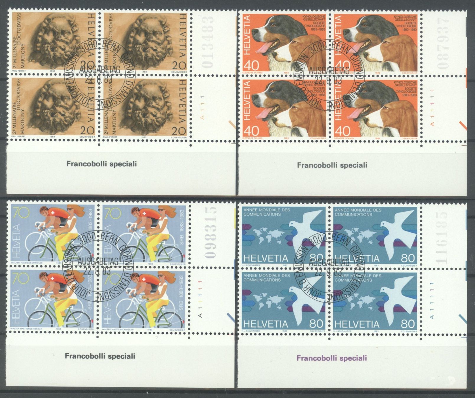 Tutti i francobolli: 1983, Viererblöcke, ET, Sonderpostmarken – Usato da Willisau venduto da Vollstempel