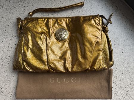 Gucci Gold Metallic Patent 'Hysteria' Clutch