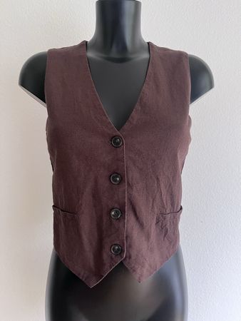 Leinen Weste braun Gr S