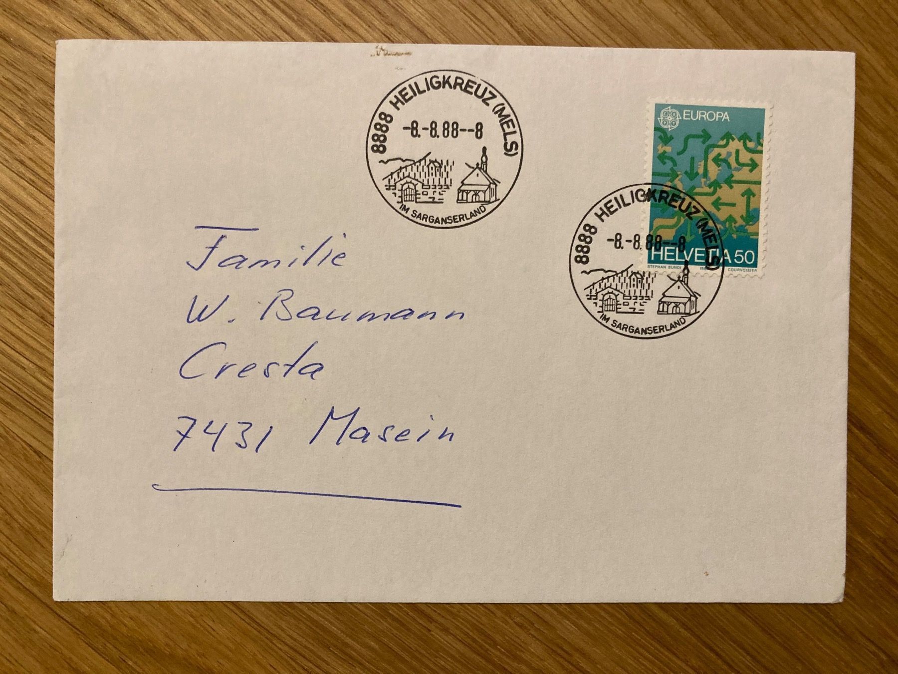 Timbri: Brief gestempelt mit Schnapszahl 8.8.88 – Usato da Winterthur venduto da Quilterin