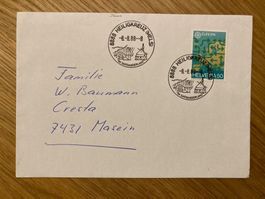 Brief gestempelt mit Schnapszahl 8.8.88