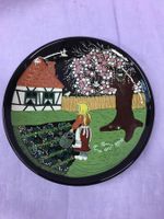 Burkart Keramik Wandteller, Handarbeit, Frühlingsszene