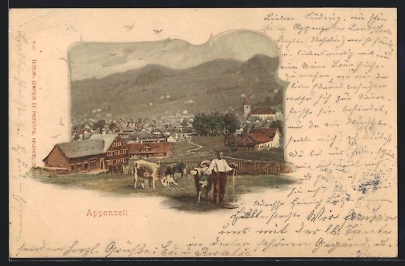 Ansichtskarten: Appenzell, Ortsansicht hinter Kuhweide m – Gebraucht aus Berlin von bartko-reher