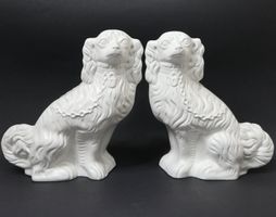 2 Antike Spaniel Porzellan Hunde