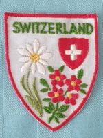 Vintage Badge Wappen SWITZERLAND grün ST. GALLER STICKEREI