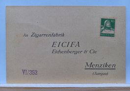 Ganzsache, VI/352, EICIFA Zigarrenfabrik, Menziken