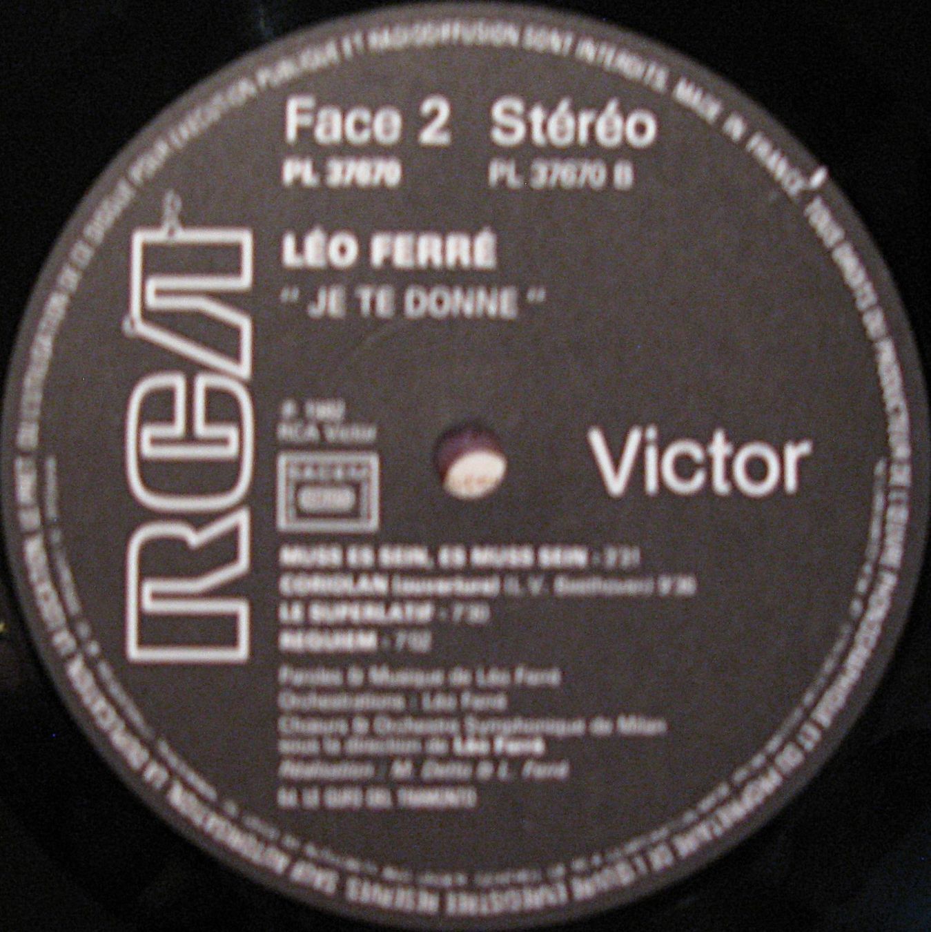 Vinyles: LEO FERRE "Je Te Donne"  LP in VG+ – D'occasion à Monthey par Pingmub 4