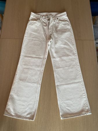 Jeans H&M beige clair jambe large - neuf - taille 38