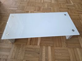 TV- Aufsatz modern, weiss/gehärterter glas