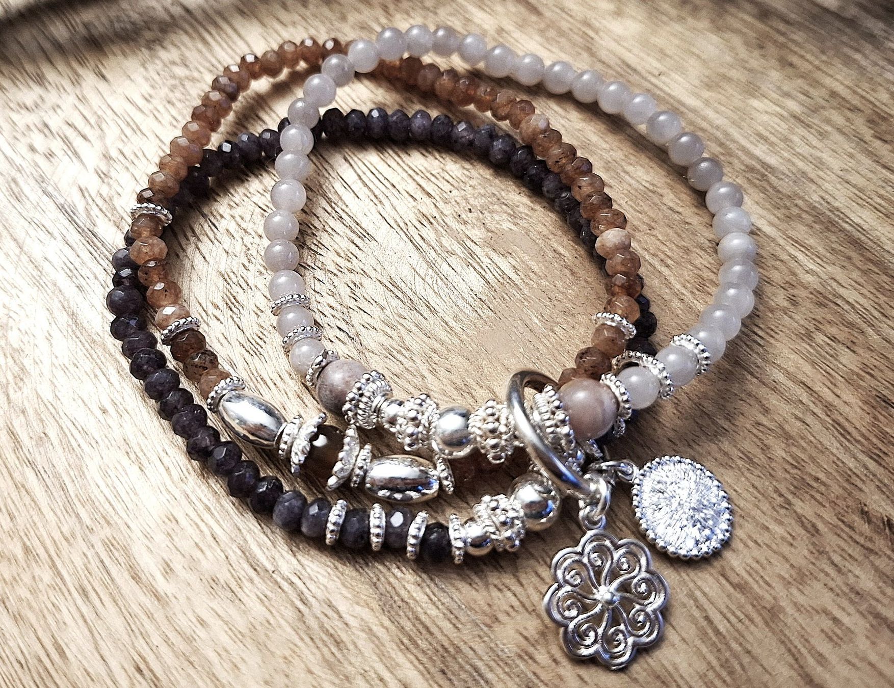 Bracciali & Braccialetti: ELENA - Jadearmband - Sterling Silber - braun – Nuovo e nell'imballaggio originale da Mühlethal venduto da nicita-modeschmuck 1