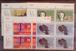 2802) 334-37, Gedenkmarken 1958  4-Block postfrisch Kt 16