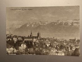 Historische Ansichtskarte Lausanne mit Alpen Panorama