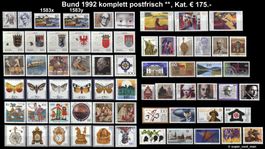 Bund 1992 komplett postfrisch € 175.- mit Koblenz 1583x