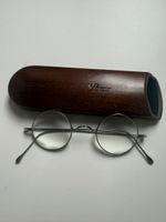 Lunor Classic Round Silver Vintage Glasses + Original Wood C