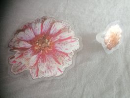 Handgefertigte Brosche und Fingerring aus Kunststoff