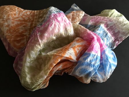 Schal Seidenschal Halstuch blau/pink/orange.. 130 x 50 cm