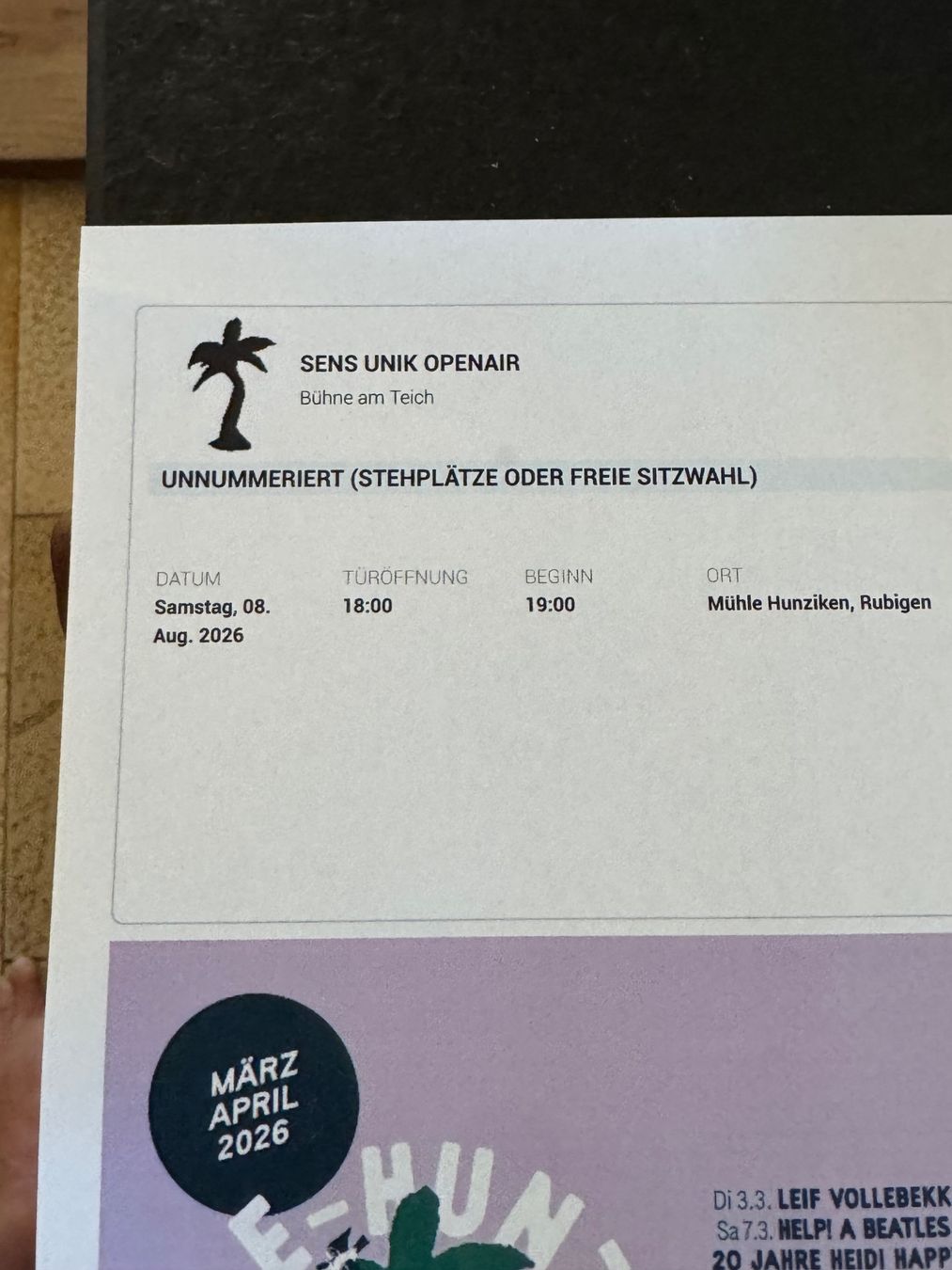 Tickets: Tickets Sens Unik – Gebraucht aus Wahlendorf von Mox58