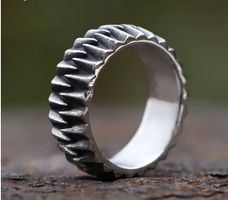 316 Stainless Steel Enagagement Retro Gear Ring Chromstahl