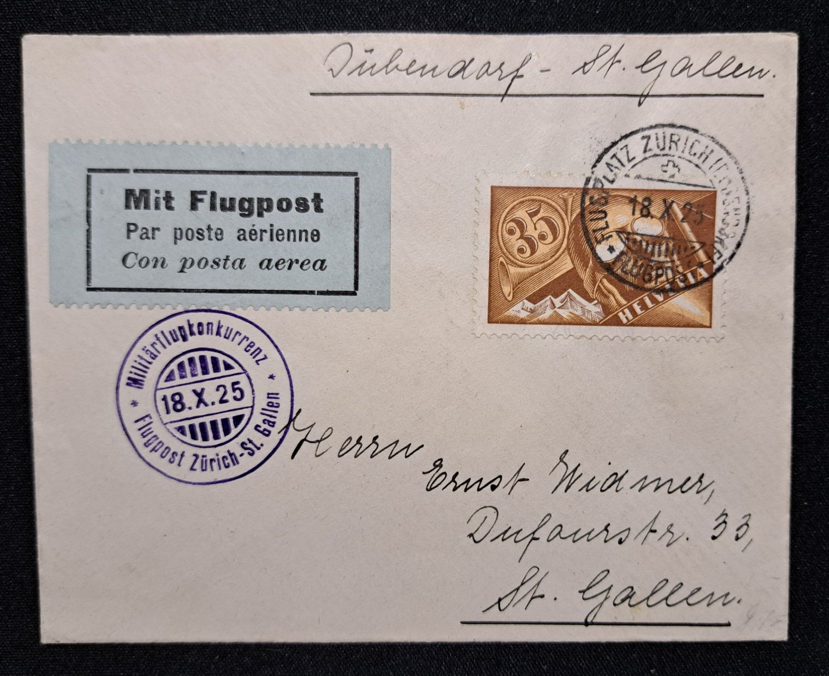 Tous les timbres: Flugpost Militärflugkonkurrenz 1925 mit F6 – D'occasion à Unterägeri par PhilatelieStudiger