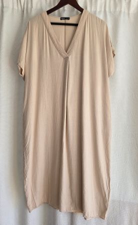 Leinen-Kleid / Kaftan in Beige/Creme – Gr. XL