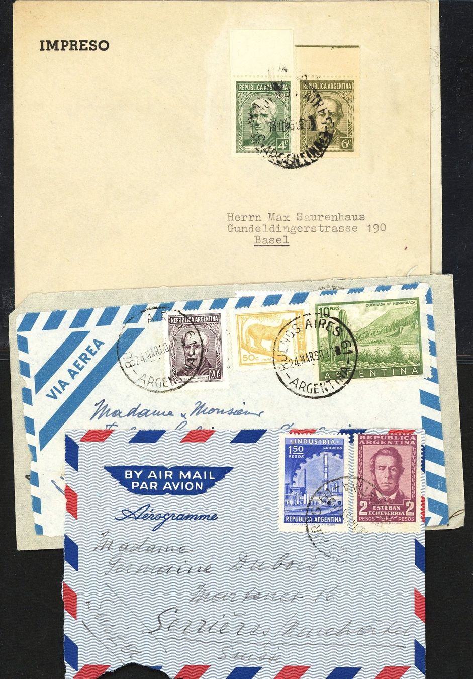 Tutti i francobolli: Posten mit ca. 33 Belegen diverser Länder ab 1877 – Usato da Basel venduto da Strubelibs 8