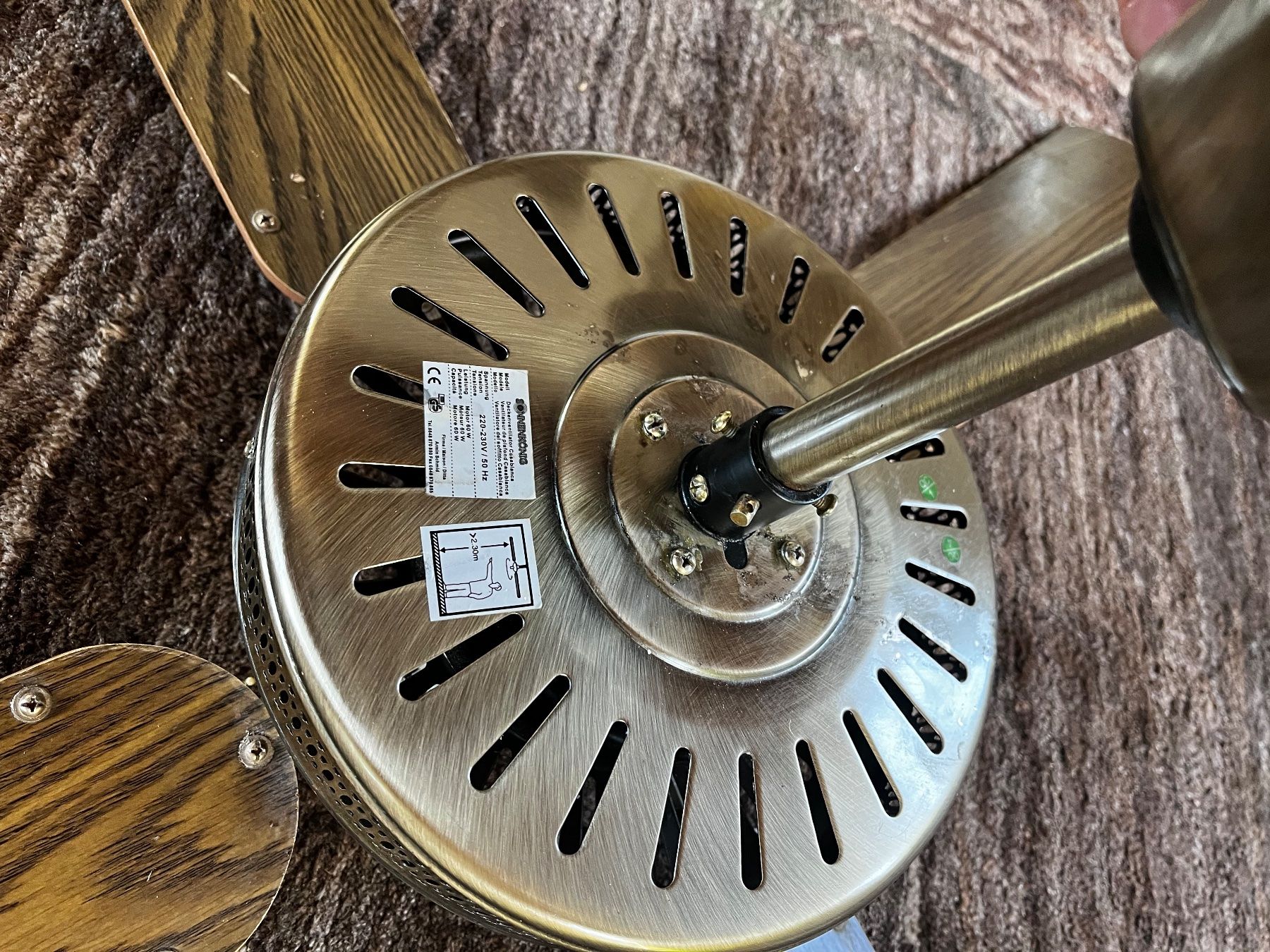 Ventilatoren: Retro Colonial Deckenventilator Messing Rattan 130cm – Gebraucht aus Colombier NE von andpsykz3 2
