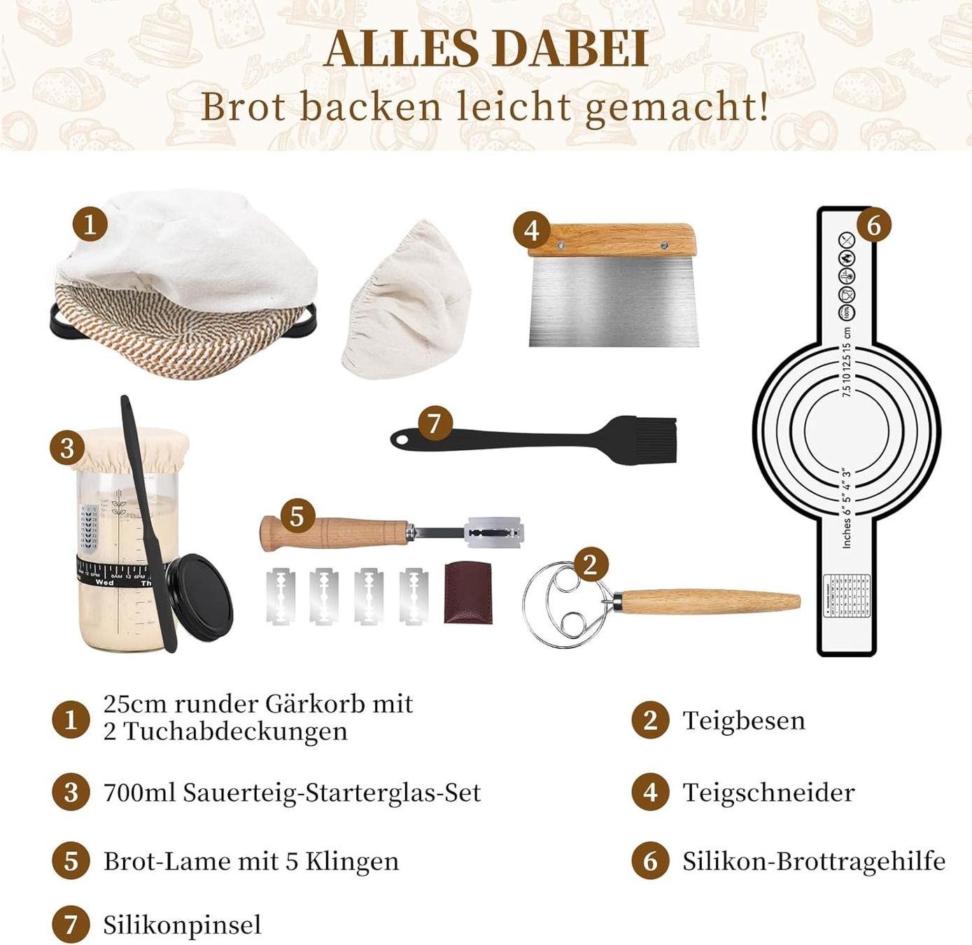 Appareils de cuisine: Sauerteig Starter Set mit Gärglas 700ml und Gärkörbchen – Neuf avec emballage d'origine à St. Gallen par sch_zsz7 5