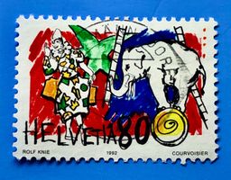 Nr.834 Weissclown mit Elefant  GESTEMPELT Sonderpostmarken 